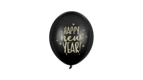 Ballon - Happy Newyear - Sort - 30 cm - 6 stk./ps